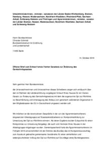 Umweltministerinnen, -minister, -senatoren der Länder Baden-Württemberg, Bremen, Hamburg, Hessen, Niedersachsen, Nordrhein-Westfalen, Rheinland-Pfalz, SachsenAnhalt, Schleswig-Holstein und Thüringen und Agrarministeri