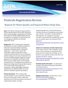 US EPA - Pesticides - Registration Review: Request for Water Quality and Impaired Water Body Data