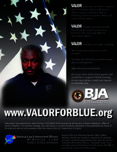 n  VALOR helps prevent violence against law enforcement officers and ensures officer resilience and survivability following violent encounters during the