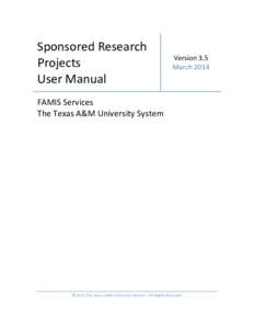 Sponsored Research Projects User Manual Version 3.5 March 2014