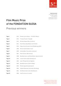    Film Music Prize of the FONDATION SUISA Previous winners Page 1