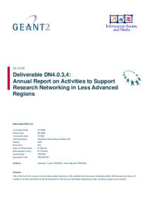 Microsoft Word - GN2[removed]DN4.0.3,4 Annual Report on Activities to Support Research Networking in Less Advanced regions.doc