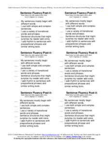 Corbett Harrison’s 6-Trait Post-it Notes for Revision, Response, & Editing. You can order all of Corbett’s Trait-inspired Critical Thinking Tools by clicking here.  Sentence Fluency Post-it: Sentence Fluency Post-it: