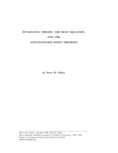 INVARIANCE THEORY, THE HEAT EQUATION, AND THE ATIYAH-SINGER INDEX THEOREM