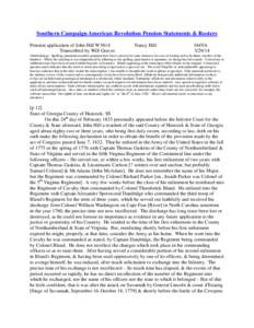 Southern Campaign American Revolution Pension Statements & Rosters Pension application of John Hill W3814 Transcribed by Will Graves Nancy Hill