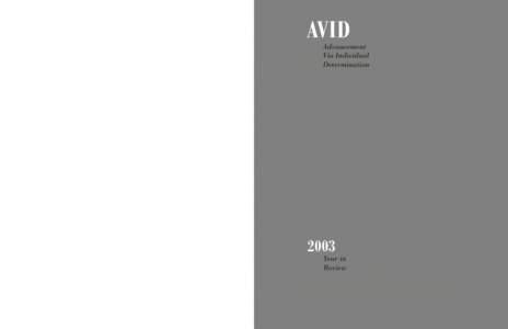 AVID Advancement Via Individual Determination  2003