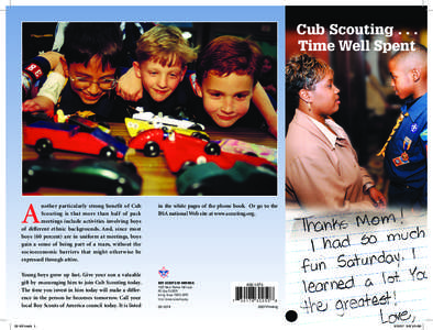 Cub Scouting[removed]Time Well Spent A  nother particularly strong benefit of Cub