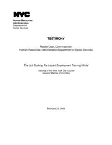 Human Resources Administration Department of Social Services  TESTIMONY