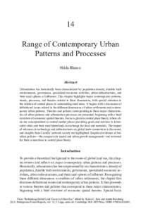 14 Range of Contemporary Urban Patterns and Processes Hilda Blanco  Abstract