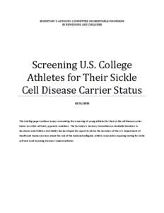 Screening U.S. Athletes for Their Sickle Cell Carrier Status