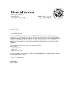Financial Services The City of Sanford PO Box 3729