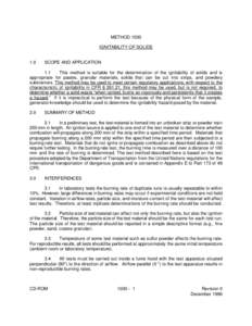 METHOD 1030 IGNITABILITY OF SOLIDS 1.0 SCOPE AND APPLICATION