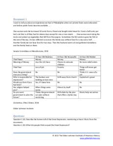 Document 1  I want to tell you about an experience we had in Philadelphia when our private funds were exhausted and before public funds become available[removed]One woman said she borrowed 50 cents from a friend and bough