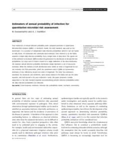 Q IWA Publishing 2010 Journal of Water and Health | 08.2 | Estimators of annual probability of infection for quantitative microbial risk assessment