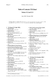 Bijlage I  TUGboat , Table of Contents 161