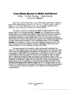 FROM WHITE RACIST TO WHITE ANTIRACIST THE LIFELONG JOURNEY BY TEMA OKUN CHANGWORK  NOTE