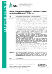 MASTER THESIS  Master Thesis at the Research Institute of Organic Agriculture FiBL and ETH Zurich Title