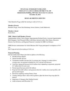 East St. Louis School District 189 Financial Oversight Panel Meeting Minutes - November 26, 2012