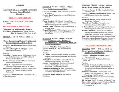 AGENDA LOCATION OF ALL ACADEMIC SESSIONS Fairmont Queen Elizabeth Chaudière FRIDAY, 6 NOVEMBER 2009