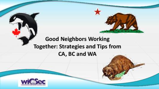 Good Neighbors Working Together: Strategies and Tips from CA, BC and WA Canada – United States Partnership ….. Setting the Stage - some explanations and some