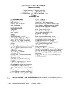 OREGON STATE HOUSING COUNCIL Minutes of Meeting Oregon Housing & Community Services Large Conference Room, 124 A/B, First Floor 725 Summer Street N.E., Suite B, Salem, OR[removed]:00 a.m.