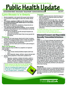 Infectious Disease Prevention & Environmental Health Division  Public Health Update Environmental Health * Immunization * Sexual Health * Communicable Disease