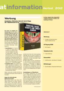 Herbst 2012 An dieser Ausgabe haben mitgearbeitet: T. Beutler, N. Broccard, V. El Fehri, K. Erb Gestaltung: H.P. Hauser  Werbung