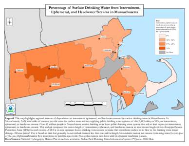 Percentage of Surface Drinking Water from Intermittent, Ephemeral or Headwater Streams in Massachusetts