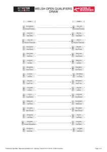 WELSH OPEN QUALIFIERS DRAW