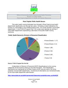 Division of  Health Office of Community Health Systems and Health Promotion Bureau for Public Health West Virginia Department of Health and Human Resources