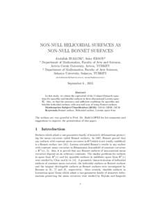 NON-NULL HELICOIDAL SURFACES AS NON-NULL BONNET SURFACES 1 Abdullah INALCIK1 , Soley ERSOY2 Department of Mathematics, Faculty of Arts and Sciences,