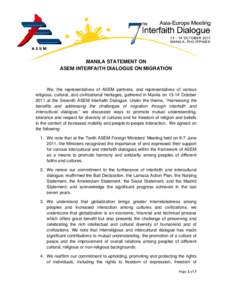 Microsoft Word - Manila Statement on ASEM IFD on Migration FINAL