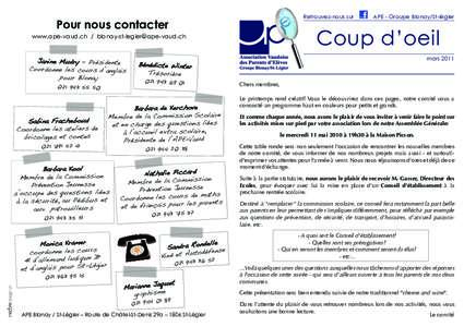 Retrouvez-nous sur  Pour nous contacter Coup d’oeil