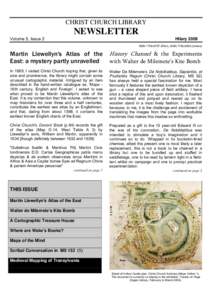 CHRIST CHURCH LIBRARY  NEWSLETTER Volume 5, Issue 2  Hilary 2009