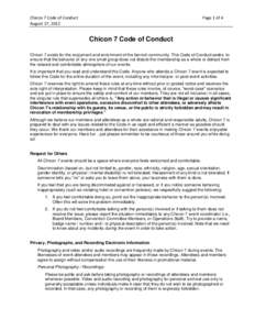 Chicon 7 Code of Conduct August 17, 2012 Page 1 of 4  Chicon 7 Code of Conduct