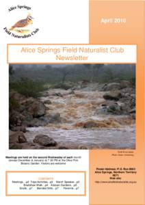[removed]April 2010 Alice Springs Field Naturalist Club Newsletter