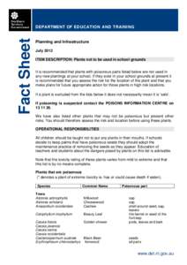 Fact Sheet  DEPARTMENT OF EDUCATION AND TRAINING Planning and Infrastructure July 2012