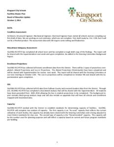 Kingsport City Schools  Facilities Master Plan Board of Education Update October 2, 2014