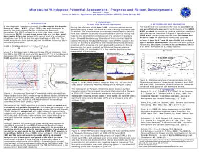 JP181  Microburst Windspeed Potential Assessment: Progress and Recent Developments Kenneth L. Pryor Center for Satellite Applications and Research (NOAA/NESDIS), Camp Springs, MD