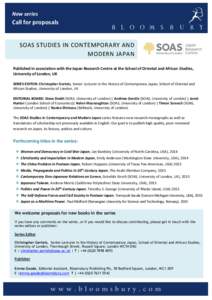 New series  Call for proposals SOAS STUDIES IN CONTEMPORARY AND MODERN JAPAN