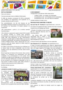 Bulletin d’information n° 18 – juinwww.renovassistance.be MOT DU PRESIDENT