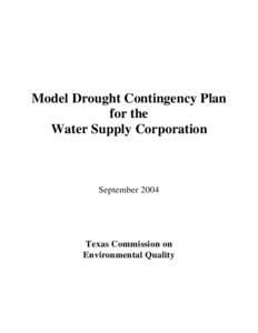 Model Drought Contingency Plan for the Water Supply Corporation September 2004