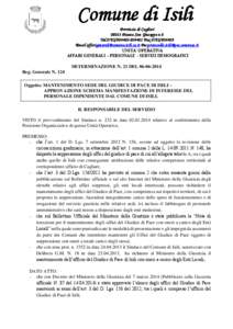 Comune di Isili Provincia di Cagliari[removed]Piazza San Giuseppe n.6 Tel[removed][removed]Fax[removed]Email [removed] Pec [removed] UNITA’ OPERATIVA