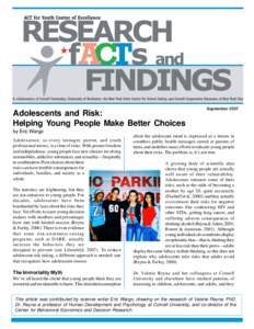 Adolescents and Risk: Helping Young People Make Better Choices September[removed]by Eric Wargo