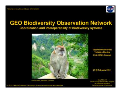 National Aeronautics and Space Administration  GEO Biodiversity Observation Network Coordination and interoperability of biodiversity systems  Essential Biodiversity