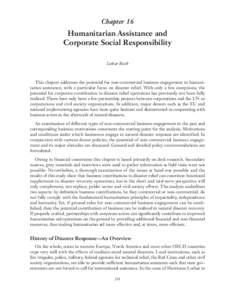 Chapter 16  Humanitarian Assistance and Corporate Social Responsibility Lothar Rieth
