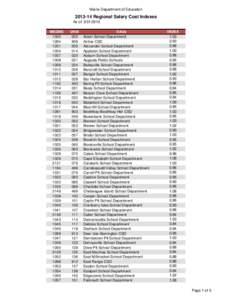 Maine Department of Education[removed]Regional Salary Cost Indexes As of[removed]MEDMS 1000