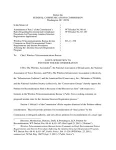 Before the FEDERAL COMMUNICATIONS COMMISSION Washington, DC[removed]In the Matter of Amendment of Part 1 of the Commission’s Rules Regarding Environmental Compliance