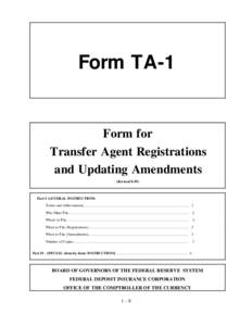 Form TA-1  Form for Transfer Agent Registrations and Updating Amendments (Revised 8-95)