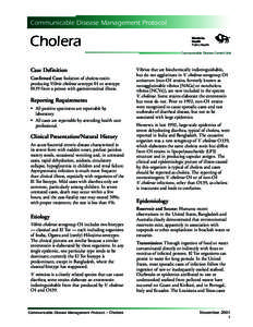 Communicable Disease Management Protocol  Cholera Manitoba Health